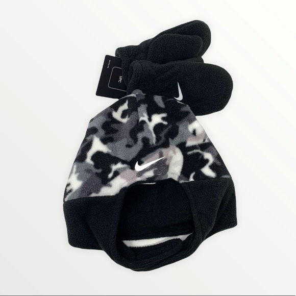 Nike 2-Piece Fleece Chin Strap Trapper Hat and Mittens Set - Picture 2 of 4